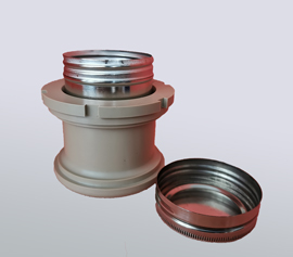 PEEK-Adapter mit Luftspalt zur Isolation und Schutz der Kugellager. 150ml Edelstahlbecher für Hochtemperaturanwendungen bis 130°C (mit Standard-O-Ring).