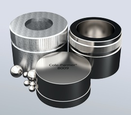 Cole-Parmer BM-400 Mixer/Mill® Mahlbehälter aus gehärtetem Stahl, Mahlraum mit abgerundeten Kanten für höhere Effizienz (Artikel-Nummer 8009)