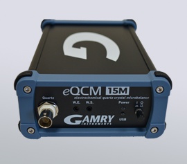 Gamry eQCM 15M für Lithium-Interkalationsgravimetrie, galvanische Metallabscheidung, Materialverlust bei Korrosion, Korrosionsinhibitor-, Polymerisations- und Permeationsstudien