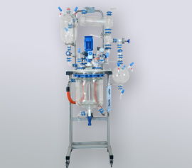 Glasrührapparat 15-30 Liter mit Destillationsaufbau und Ex geschütztem Motor