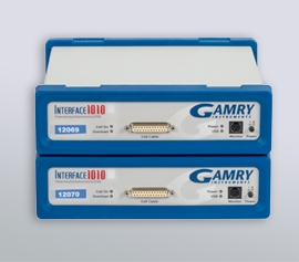 Gamry Interface1010 Bipotentiostat für Rotating Ring Disk Electrode (RRDE), Scanning Electrochemical Microscopy (SECM), Impedanzspektroskopie (EIS, FRA), Physikalische Elektrochemie (PHE), Cyclovoltammetrie (CV), Chronoamperometrie (CA), Chronopotentiometrie (CP), Batterieeinzelprüfung (Battery), Beschichtungen (Coating) incl. schwebende Masse (galv. Trennung von der Schutzerdung)