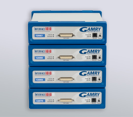 Gamry Interface 1010 4-Kanalpotentiostat für die Applikationen Korrosion, galvanische Beschichtungen (DC), elektrochemische Energiespeicherung und -umwandlung (PWR) sowie Halbleiter, Solarzellen und Sensoren (EIS) incl. schwebende Masse (galv. Trennung von der Schutzerdung)