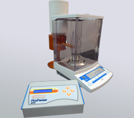 SPEX Sampleprep Katanax XFP-01 FluxPenser® - Steuerung mit Waage, Dosiereinheit und Schmelzmittelflasche, betriebsbereit.